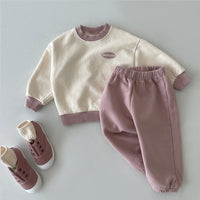 Load image into Gallery viewer, 2 Pieces Set Baby Unisex Letters Color-blocking Hoodies Swearshirts And Solid Color Pants Wholesale 221117141

