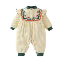 Load image into Gallery viewer, Baby Girls Flower Embroidered Jumpsuits Hats Wholesale 221117143
