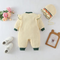Load image into Gallery viewer, Baby Girls Flower Embroidered Jumpsuits Hats Wholesale 221117143
