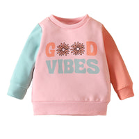 Load image into Gallery viewer, Baby Kid Girls Letters Color-blocking Flower Print Hoodies Swearshirts Wholesale 221117152
