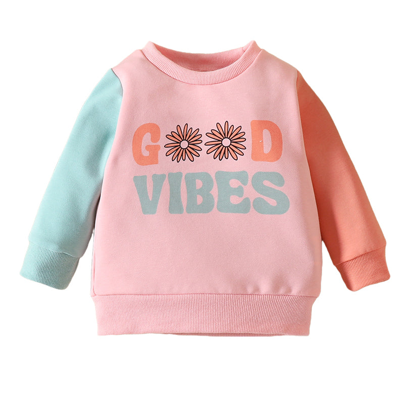 Baby Kid Girls Letters Color-blocking Flower Print Hoodies Swearshirts Wholesale 221117152