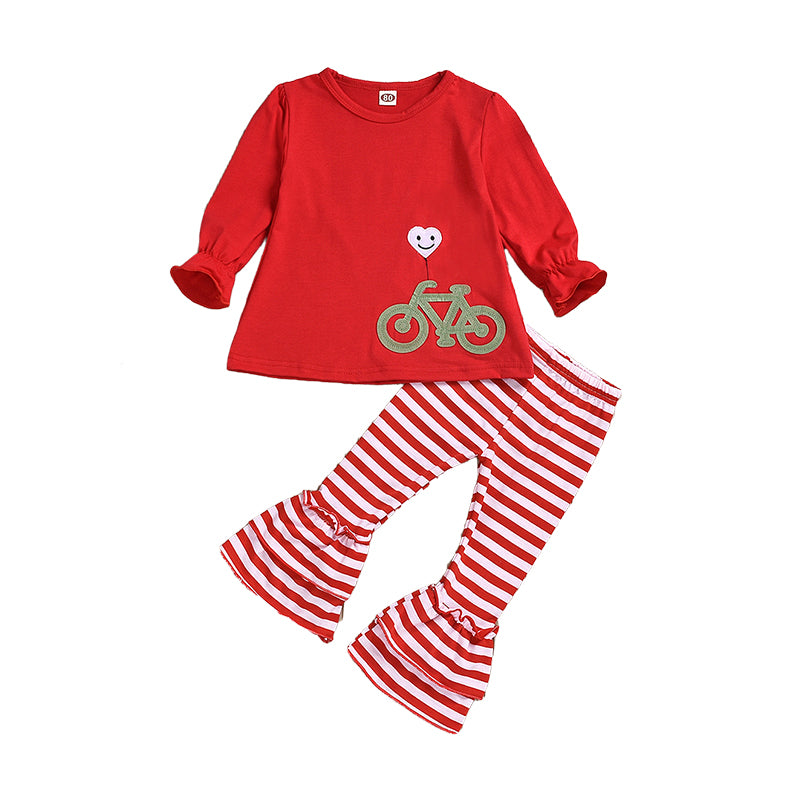 2 Pieces Set Baby Kid Girls Christmas Cartoon Tops And Striped Pants Wholesale 221117163