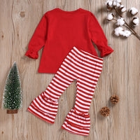 Load image into Gallery viewer, 2 Pieces Set Baby Kid Girls Christmas Cartoon Tops And Striped Pants Wholesale 221117163
