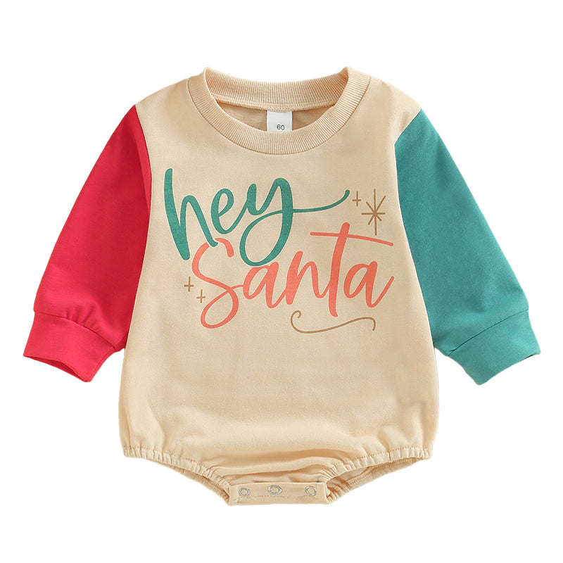 Baby Unisex Letters Color-blocking Print Christmas Rompers Wholesale 221117179