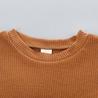 Load image into Gallery viewer, 2 Pieces Set Baby Kid Girls Solid Color Muslin&amp;Ribbed Tops And Pants Wholesale 221117182
