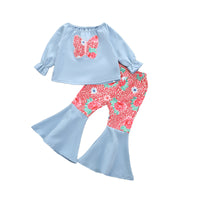 Load image into Gallery viewer, 2 Pieces Set Baby Kid Girls Color-blocking Butterfly Print Tops And Pants Wholesale 221117183
