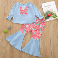 Load image into Gallery viewer, 2 Pieces Set Baby Kid Girls Color-blocking Butterfly Print Tops And Pants Wholesale 221117183
