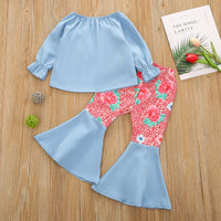 Load image into Gallery viewer, 2 Pieces Set Baby Kid Girls Color-blocking Butterfly Print Tops And Pants Wholesale 221117183
