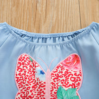 Load image into Gallery viewer, 2 Pieces Set Baby Kid Girls Color-blocking Butterfly Print Tops And Pants Wholesale 221117183
