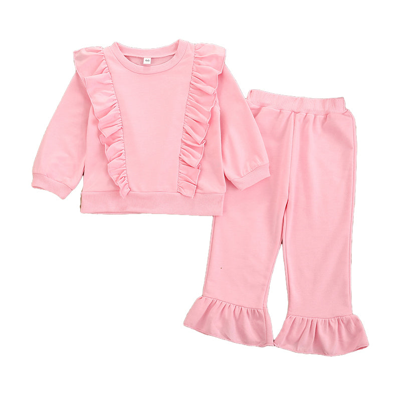 2 Pieces Set Baby Kid Girls Solid Color Tops And Pants Wholesale 221117184