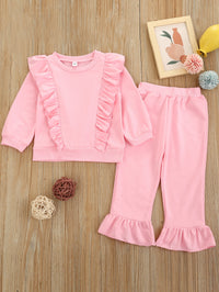 Load image into Gallery viewer, 2 Pieces Set Baby Kid Girls Solid Color Tops And Pants Wholesale 221117184
