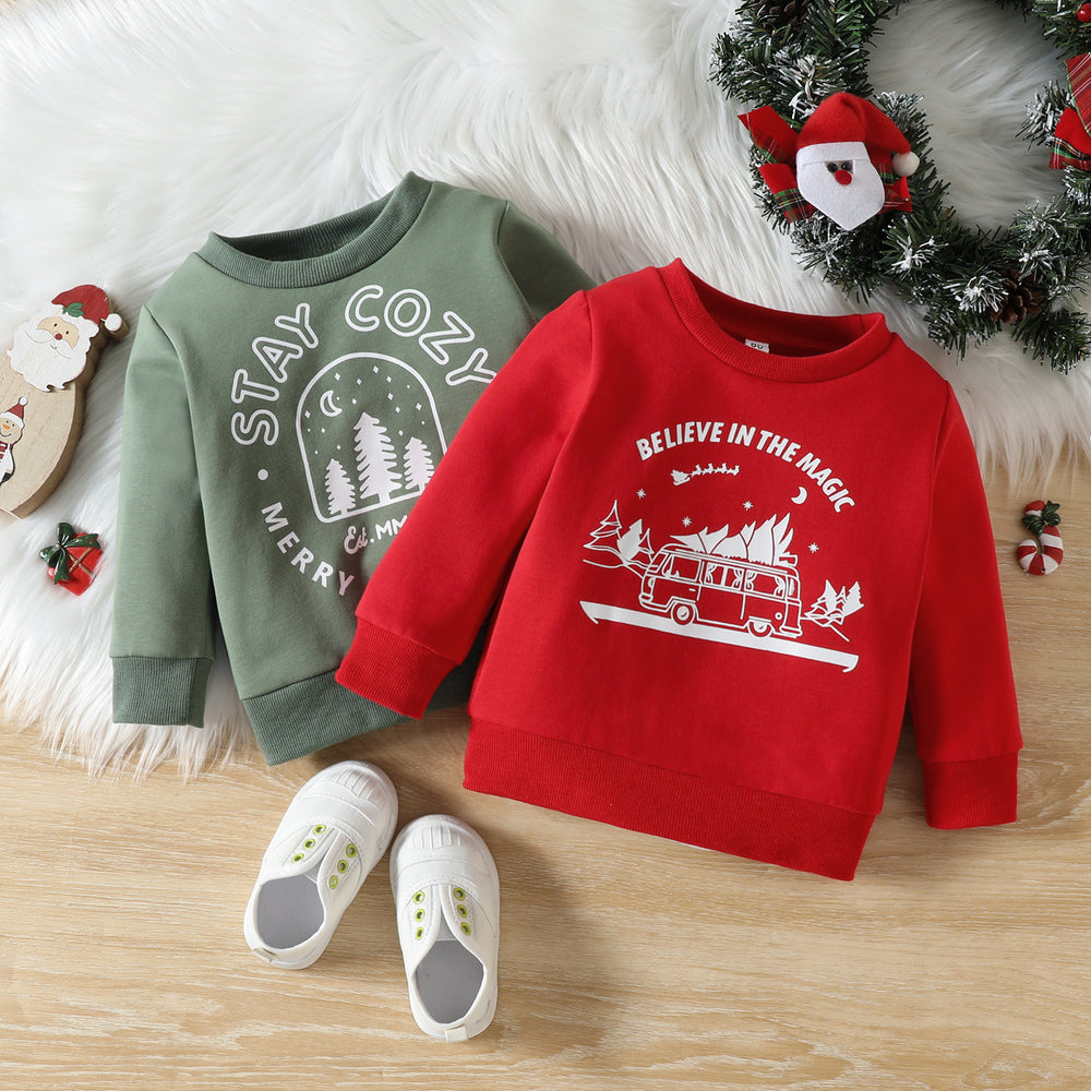 Baby Kid Girls Boys Letters Cartoon Print Christmas Hoodies Swearshirts Wholesale 221117246