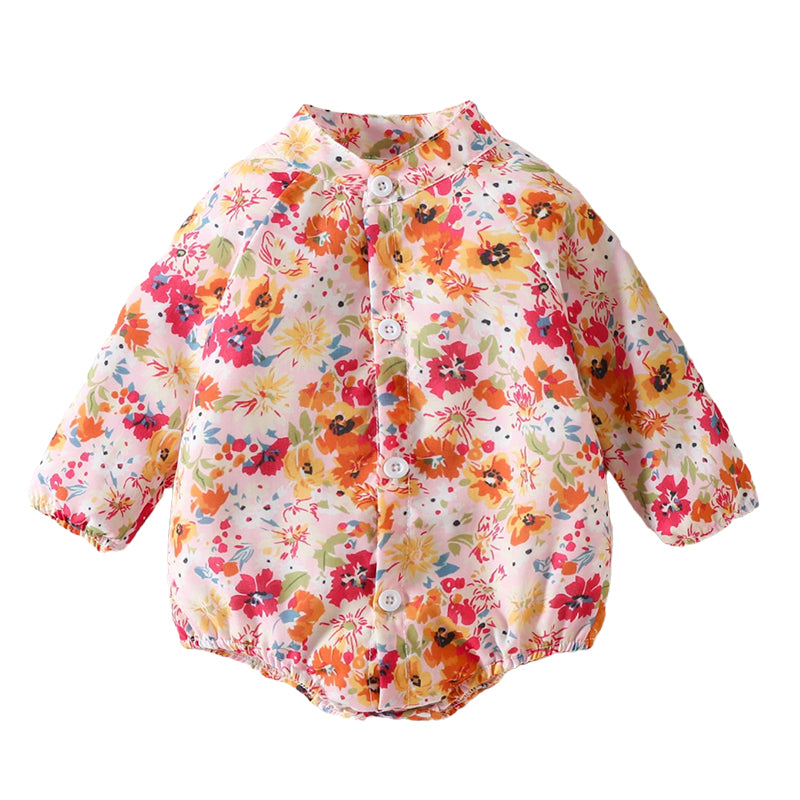 Baby Girls Flower Print Rompers Wholesale 221117294