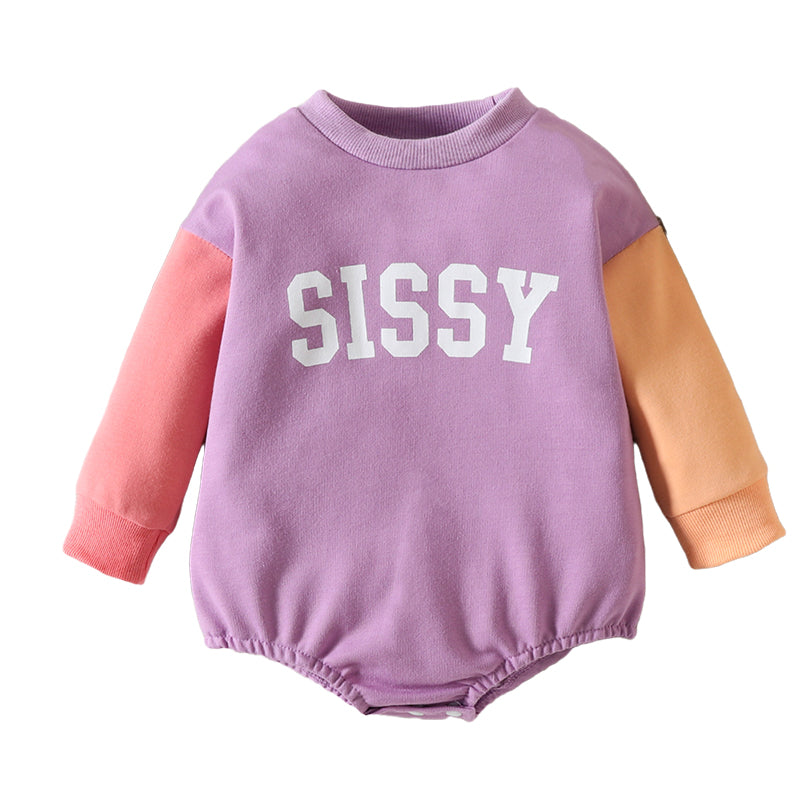 Baby Girls Letters Color-blocking Rompers Wholesale 221117303