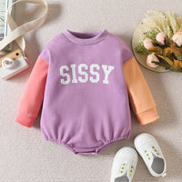 Load image into Gallery viewer, Baby Girls Letters Color-blocking Rompers Wholesale 221117303
