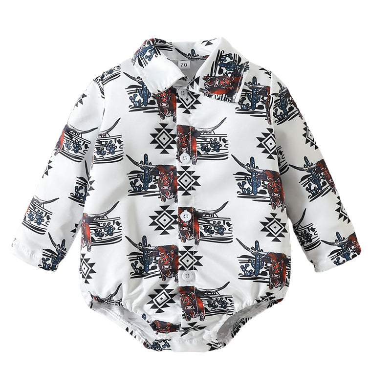 Baby Boys Cartoon Print Rompers Wholesale 221117304