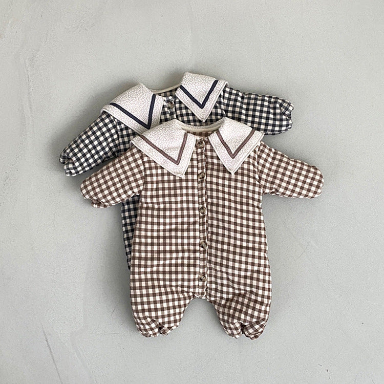 Baby Unisex Checked Jumpsuits Wholesale 221117309