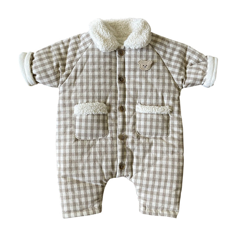 Baby Unisex Checked Rompers Wholesale 221117345
