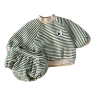 Load image into Gallery viewer, 2 Pieces Set Baby Unisex Striped Cartoon Tops And Shorts Wholesale 221117348
