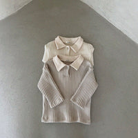 Load image into Gallery viewer, Baby Unisex Solid Color Muslin&amp;Ribbed Tops Wholesale 221117358
