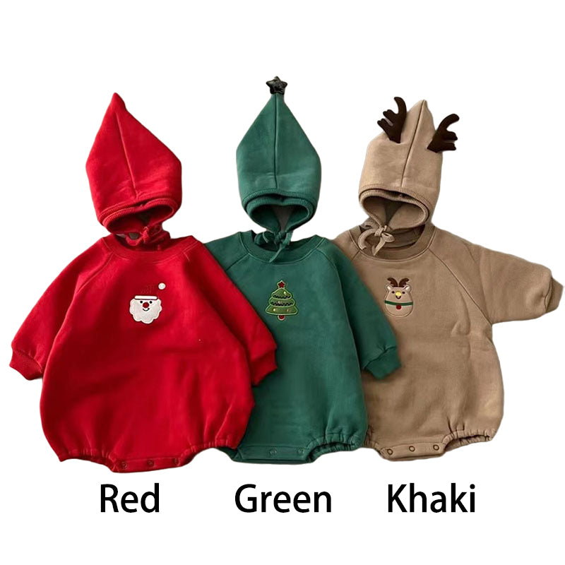 Baby Unisex Solid Color Cartoon Christmas Rompers Hats Wholesale 221117402