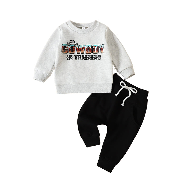 2 Pieces Set Baby Kid Boys Letters Hoodies Swearshirts And Solid Color Pants Wholesale 221117421
