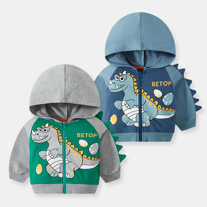 Baby Kid Boys Letters Color-blocking Dinosaur Cartoon Print Jackets Outwears Wholesale 221117426