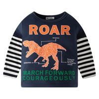 Load image into Gallery viewer, Baby Kid Boys Striped Letters Dinosaur Print Tops Wholesale 22111743
