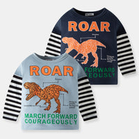 Load image into Gallery viewer, Baby Kid Boys Striped Letters Dinosaur Print Tops Wholesale 22111743

