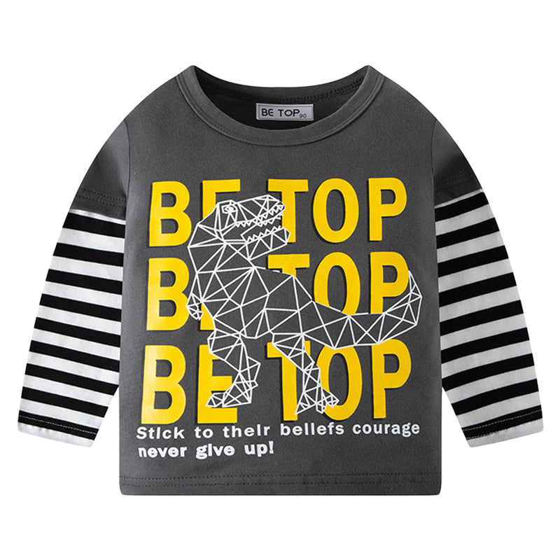 Baby Kid Unisex Striped Letters Cartoon Print Tops Wholesale 22111747