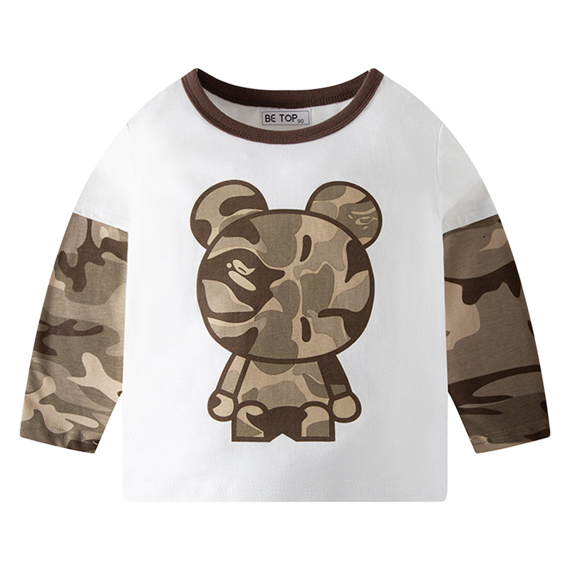 Baby Kid Boys Camo Animals Cartoon Print Tops Wholesale 22111752