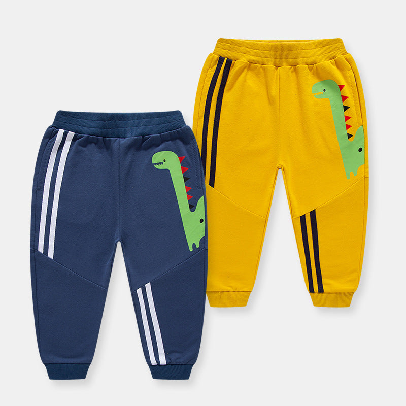 Baby Kid Boys Striped Dinosaur Print Sports Pants Wholesale 22111757