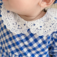 Load image into Gallery viewer, Baby Girls Checked Bow Lace Rompers Wholesale 22111797
