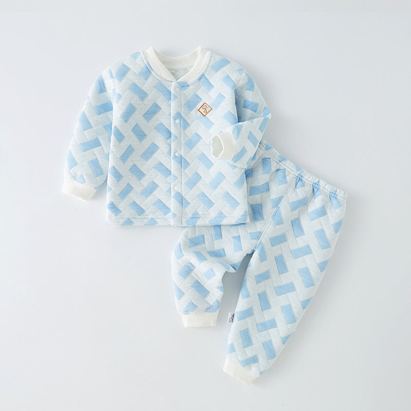 2 Pieces Set Baby Kid Unisex Checked Jackets Outwears And Pants Sleepwears Wholesale 22111798