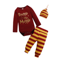 Load image into Gallery viewer, 3 Pieces Set Baby Unisex Letters Rompers Striped Pants And Hats Wholesale 22112102
