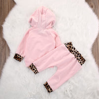Load image into Gallery viewer, 2 Pieces Set Baby Girls Leopard Hoodies Swearshirts And Pants Wholesale 22112105
