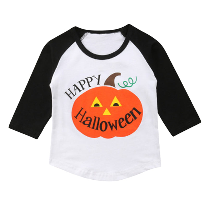 Baby Kid Unisex Letters Color-blocking Cartoon Print Halloween Tops Wholesale 22112106