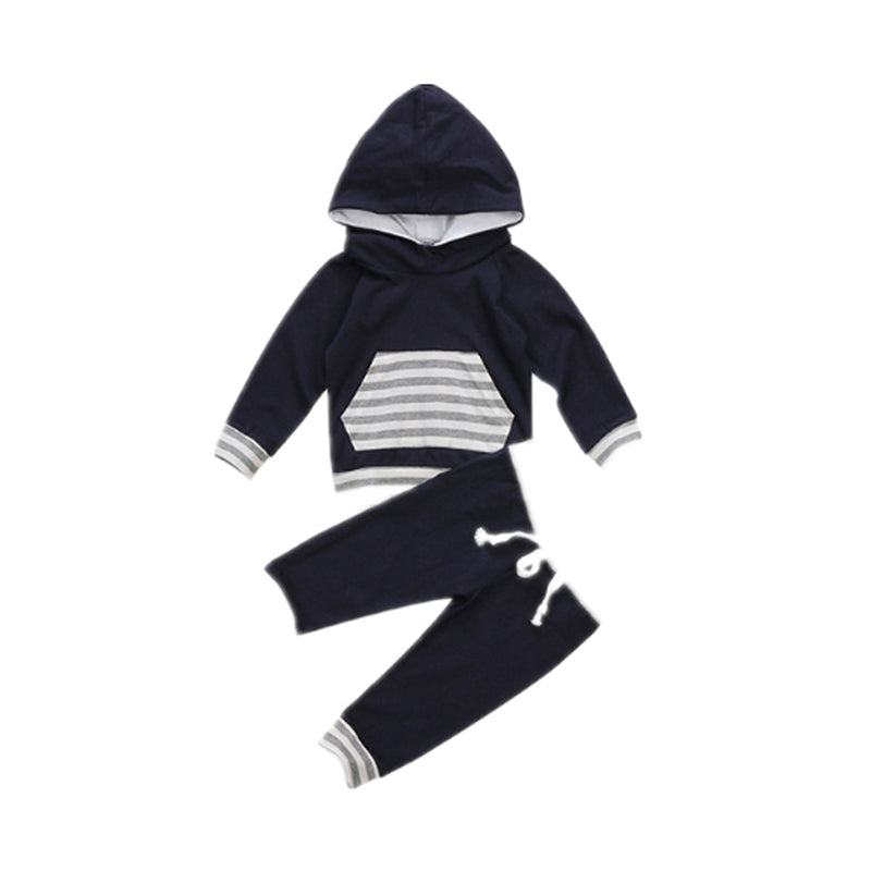 2 Pieces Set Baby Boys Striped Hoodies Swearshirts And Pants Wholesale 22112108