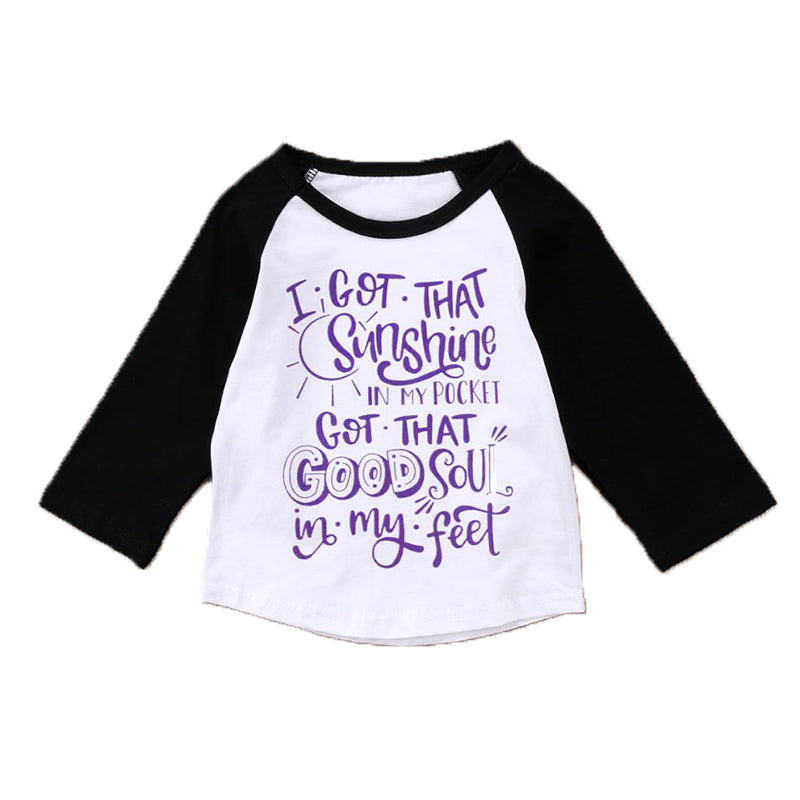 Baby Kid Girls Letters Color-blocking Tops Wholesale 22112113