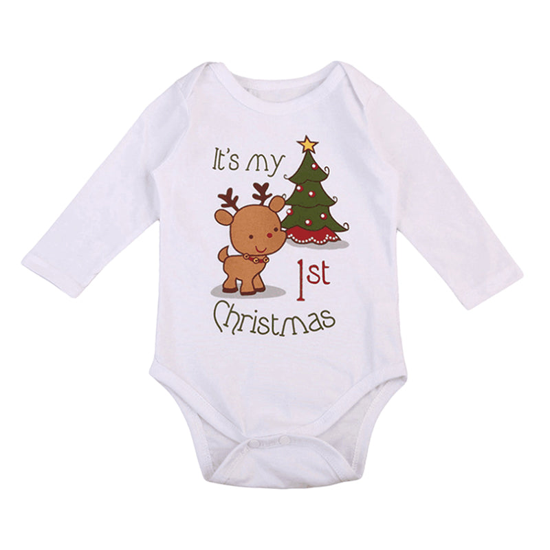 Baby Unisex Letters Cartoon Print Christmas Rompers Wholesale 22112120