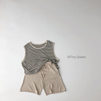 Load image into Gallery viewer, 2 Pieces Set Baby Kid Unisex Striped Tank Tops And Shorts Wholesale 22112134

