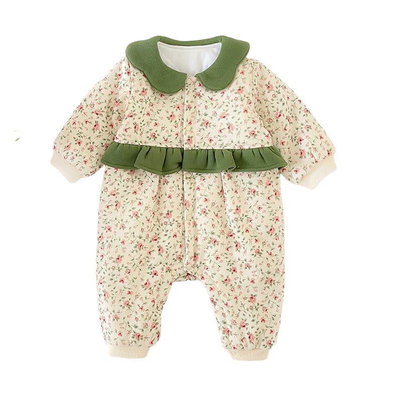 Baby Kid Girls Flower Print Jumpsuits Wholesale 22112149