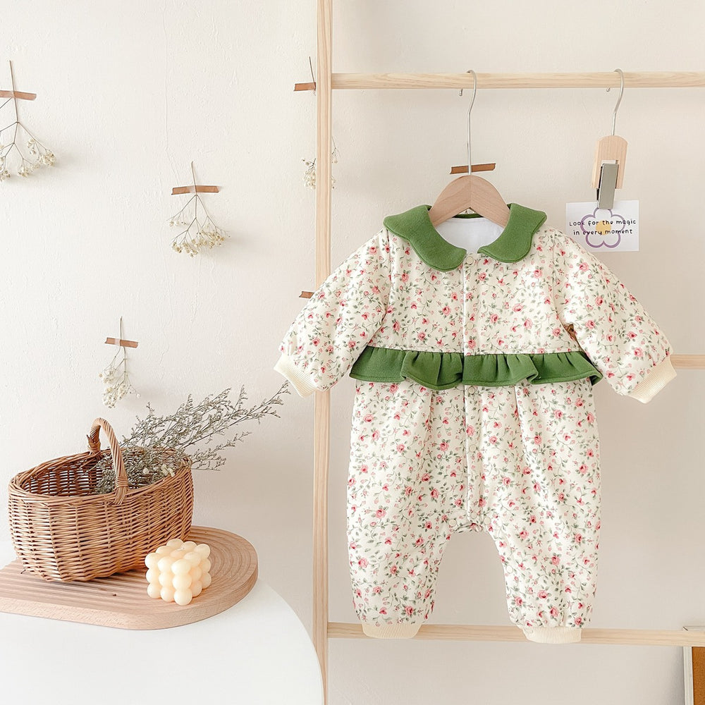 Baby Kid Girls Flower Print Jumpsuits Wholesale 22112149