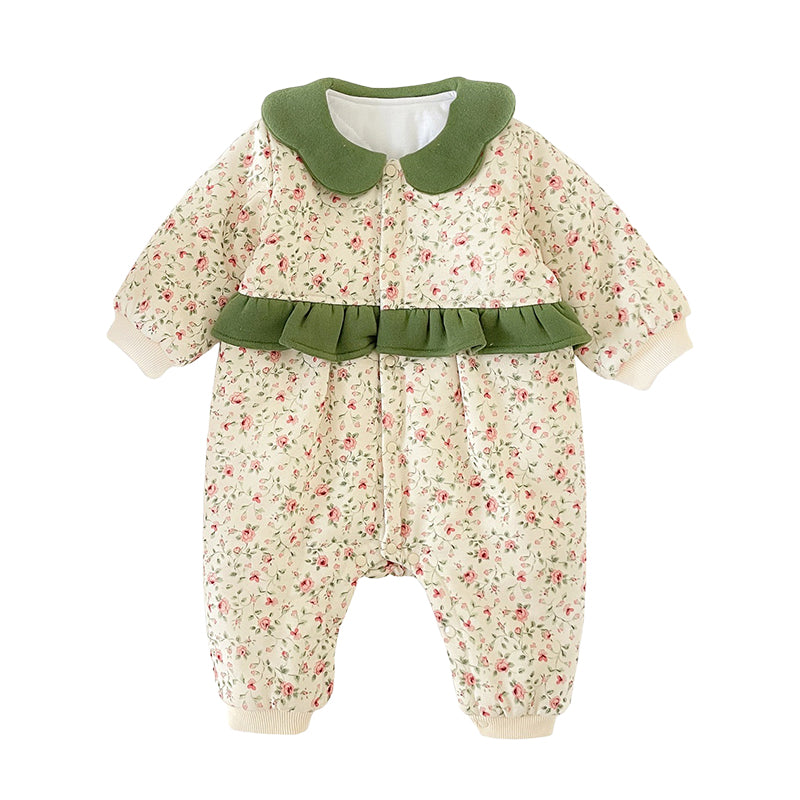 Baby Girls Flower Print Jumpsuits Wholesale 22112151