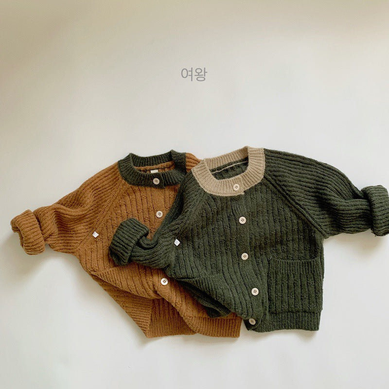 Baby Kid Unisex Color-blocking Cardigan Knitwear Wholesale 22112153