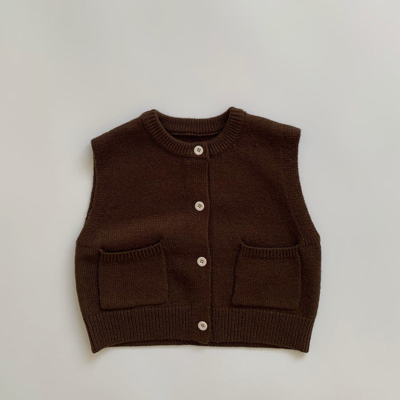 Baby Kid Unisex Solid Color Vests Waistcoats Knitwear Wholesale 22112154