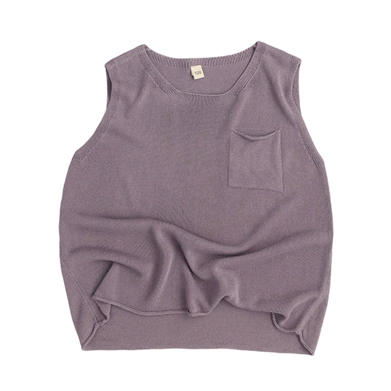 Baby Kid Unisex Solid Color Tank Tops Knitwear Wholesale 22112161