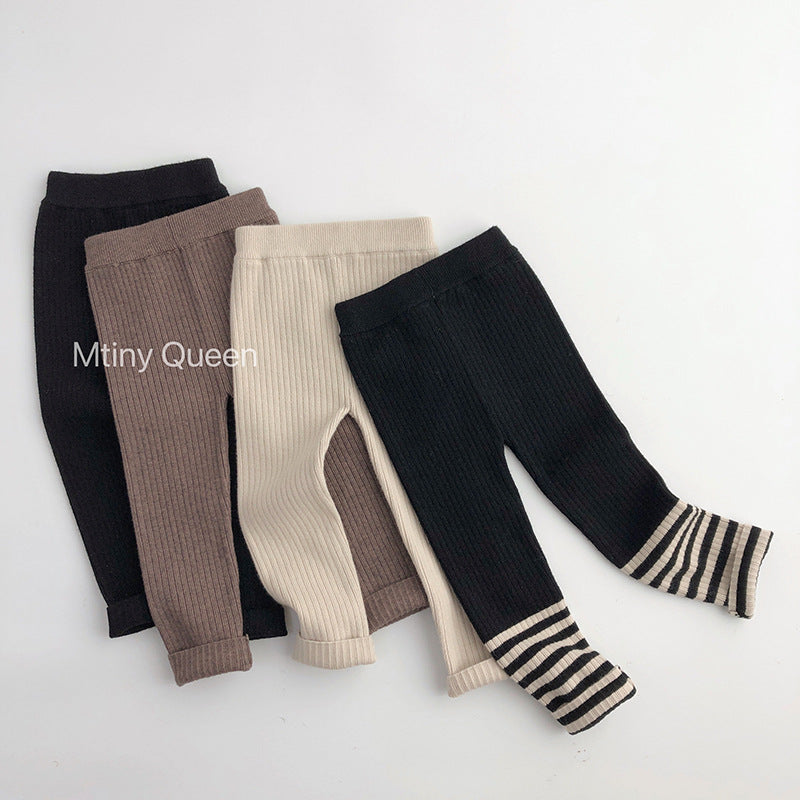 Baby Kid Girls Solid Color Striped Pants Leggings Wholesale 221121628