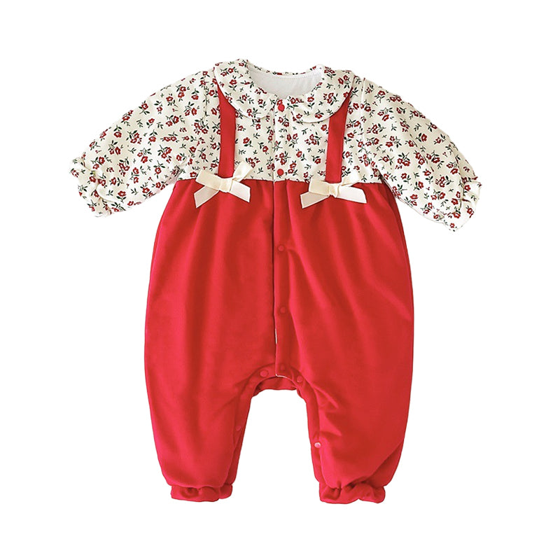 Baby Kid Girls Flower Bow Print Jumpsuits Wholesale 221121656