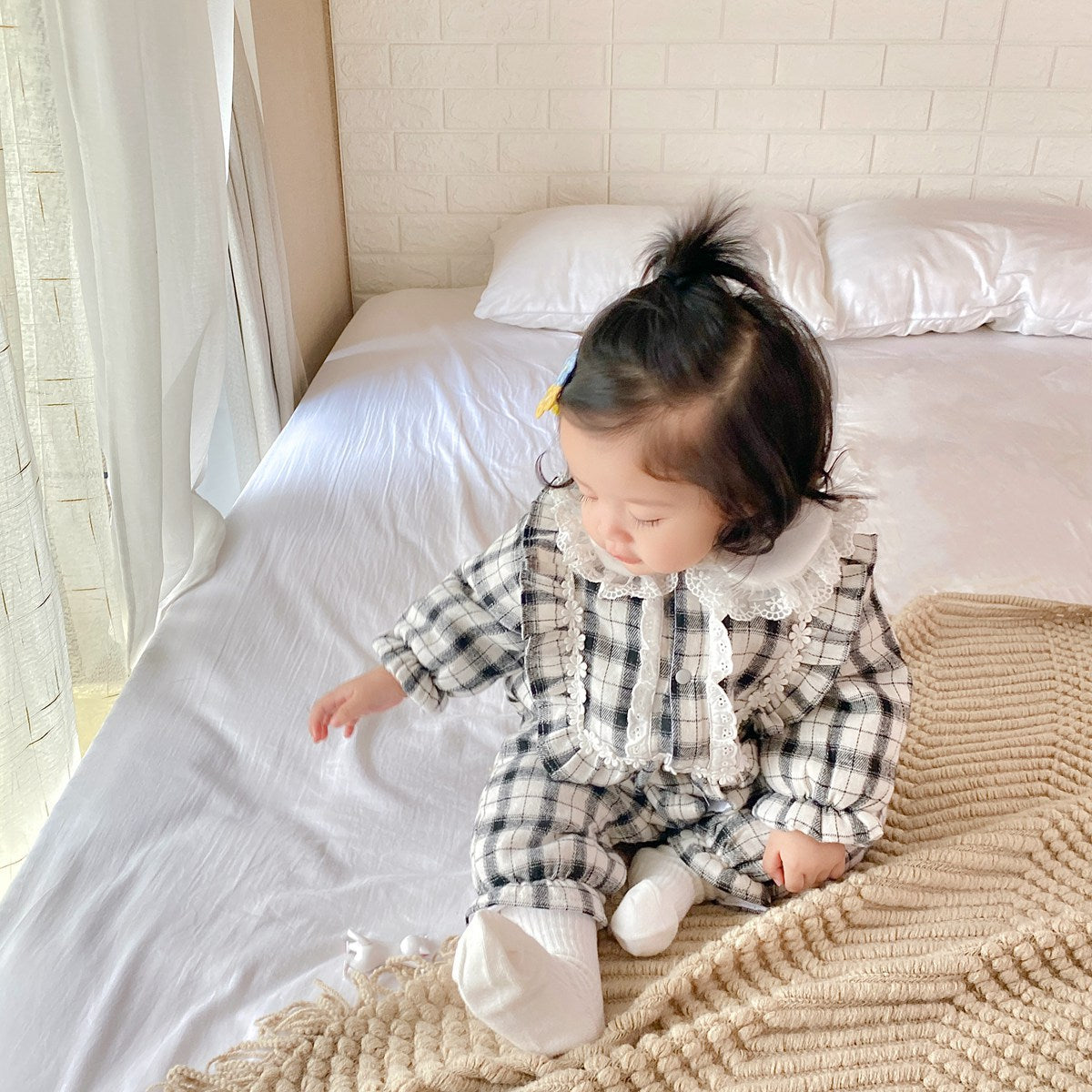 Baby Kid Girls Checked Jumpsuits Wholesale 22112199